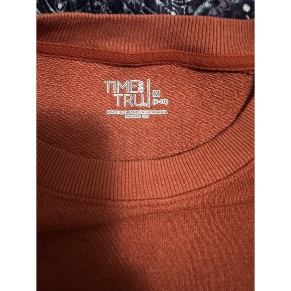 Time and Tru Pullover Sweater Womens Size M Relaxed Fit Orange Dolman NWT - Picture 4 of 6